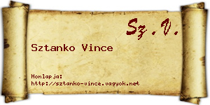 Sztanko Vince névjegykártya